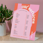 Preisliste für Business Services Groovy Retro Rosa Sockelschild