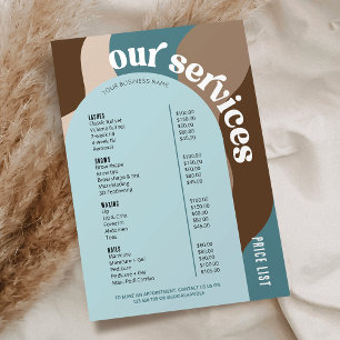 Preisliste für Business Services Trendy Retro Neut