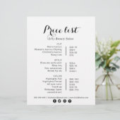 Preisliste für Calligraphy Beauty Salon (Stehend Vorderseite)