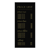 Preisliste für Chic Black Gold Script Werbekarte (Vorne)
