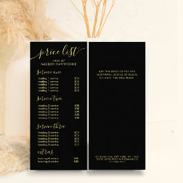 Preisliste für Chic Black Gold Typografy Werbekarte