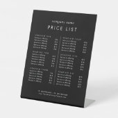 Preisliste für Chic Black Typography Business Serv Sockelschild (Vorderseite)