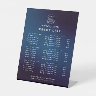 Preisliste für Chic Typografy Business Services Sockelschild