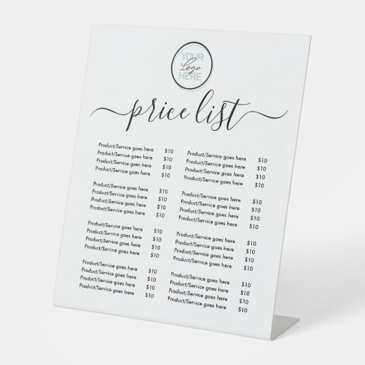 Preisliste für das Logo "Pedestzeichen" Sockelschild (Vorderseite)