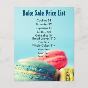 Preisliste für den Kuchenverkauf Bunte Macarons Ke Flyer