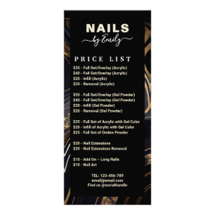 Preisliste für den Salon aus schwarzem und goldene Werbekarte