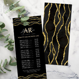 Preisliste für den Salon "Black & Gold Marble Agat Werbekarte