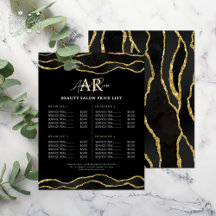 Preisliste für den Salon "Black Gold Marble Agate"