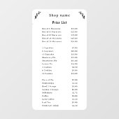 Preisliste für die Klammern des weißen Fensters Fensteraufkleber (Blatt)