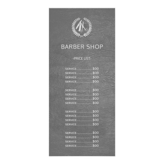 Preisliste für Edelleder aus Silber, dunkelgrau Werbekarte (Vorne)