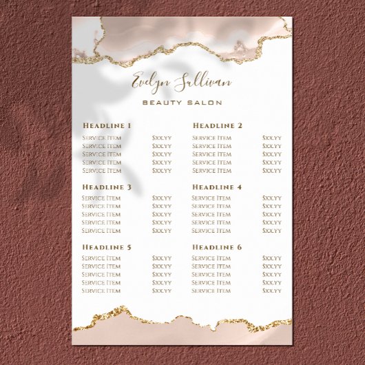 Preisliste für Elfenbeinblush Agate Poster