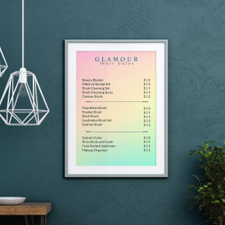 Preisliste für Esthetician Pastel Holographic Poster
