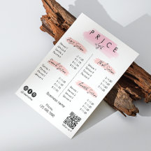 Preisliste für Esthetician Script Typografie