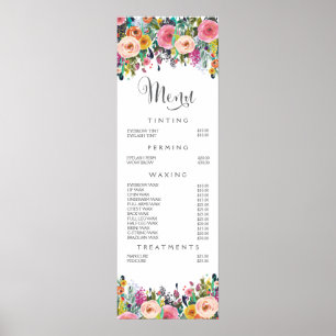 Preisliste für farbige Blumenblätter Poster