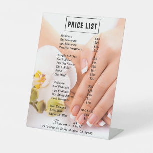 Preisliste für französische Nails & Orchideen Salo Sockelschild