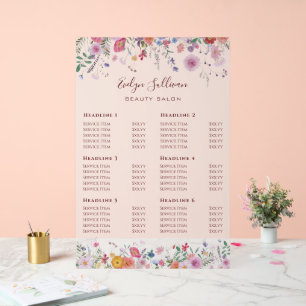 Preisliste für frische Wildblumen Acrylschild