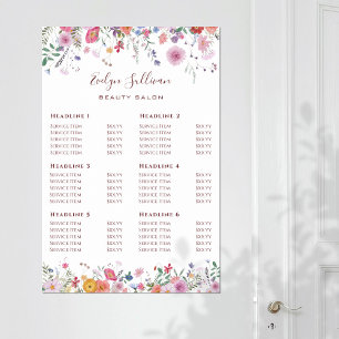 Preisliste für frische Wildblumen Poster
