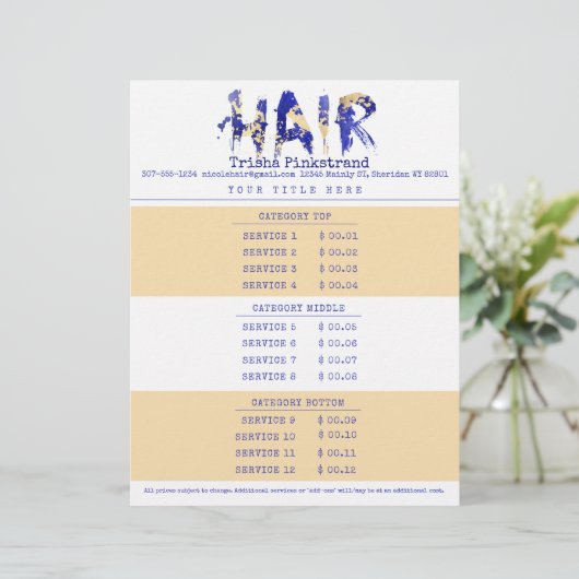 Preisliste für Friseursalon Briefbogen (Stehend Vorderseite)