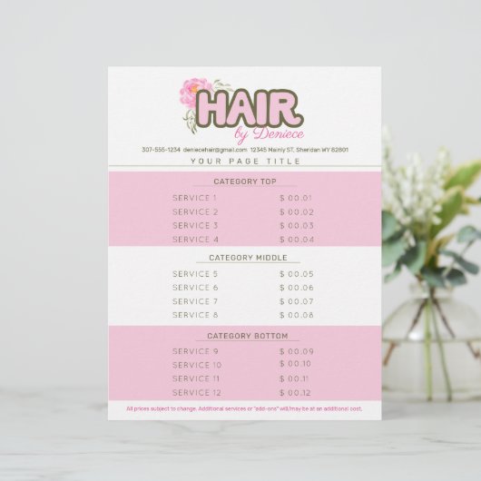 Preisliste für Friseursalon Briefbogen (Stehend Vorderseite)