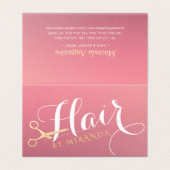 Preisliste für Friseursalon Gold Scheren Visitenkarten (Außenseite Aufgefaltet)