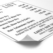 Preisliste für Friseursalon Poster (Ecke)