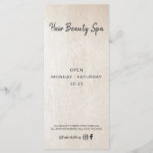 Preisliste für Friseursalon (schwarz) Programm (Rückseite)