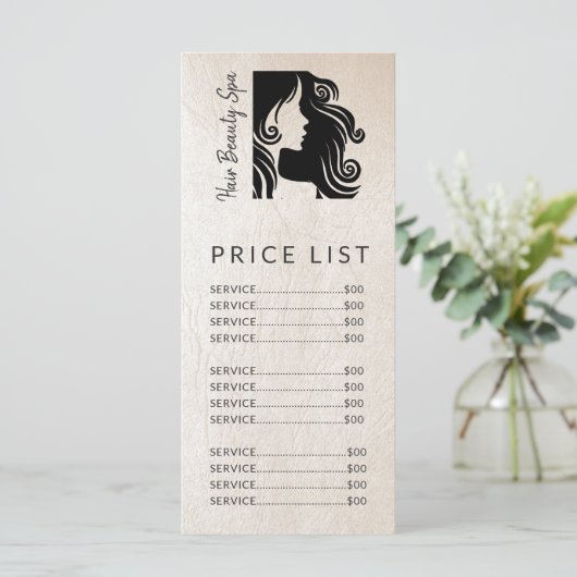 Preisliste für Friseursalon (schwarz) Programm (Stehend Vorderseite)