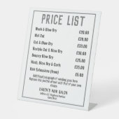 Preisliste für Friseursalon Sockelschild (Vorderseite)