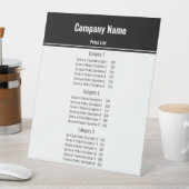 Preisliste für Geschäftsvorlagen - Schwarz/Weiß Sockelschild (In Situ)