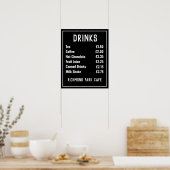 Preisliste für Getränke und Erfrischungen Poster (Küche)