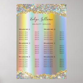 Preisliste für Glitzer aus Gold Poster