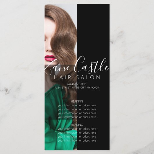 Preisliste für Haarsalon Menükarte (Vorderseite)