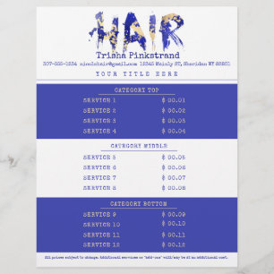 Preisliste für Hairstylisten-Salon-Service in indi Briefbogen