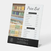 Preisliste für handgemachte Seife Foto Pedestzeich Sockelschild (Vorderseite)