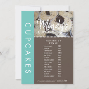 Preisliste für hausgemachte Bäckerei-Cupcakes-Flug Einladung