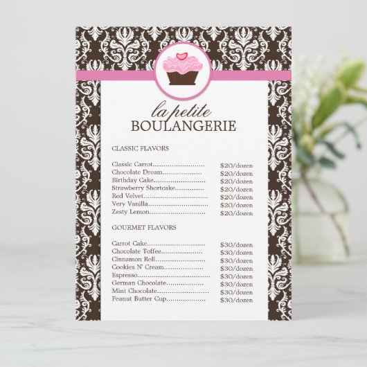 Preisliste für hübsche Damaskus-Bäckerei (Stehend Vorderseite)