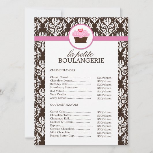 Preisliste für hübsche Damaskus-Bäckerei (Vorderseite)