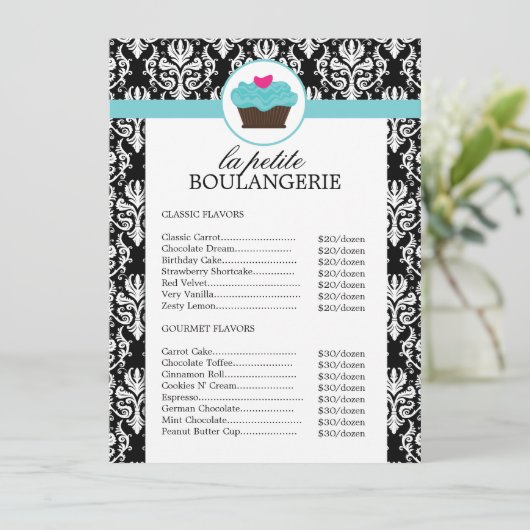 Preisliste für hübsche Damaskus-Bäckerei (Stehend Vorderseite)