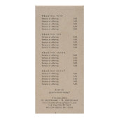 Preisliste für Imitate mit Kraft-Logo Werbekarte (Hinten)