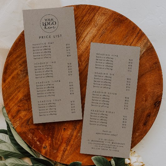 Preisliste für Imitate mit Kraft-Logo Werbekarte