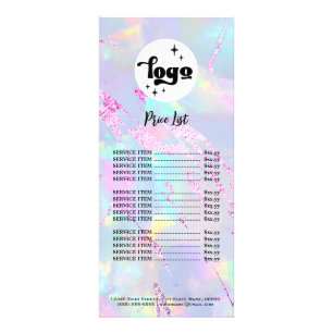 Preisliste für lila Folien aus Imitaten mit irisie Werbekarte