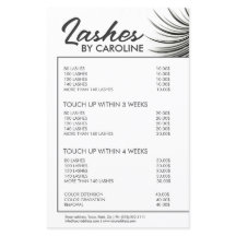 Preisliste für Locken-Wimpernverlängerungen mit we