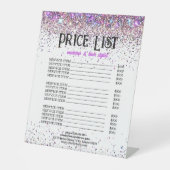 Preisliste für Luxus-Glitzer Makeup & Hair Stylist Sockelschild (Vorderseite)