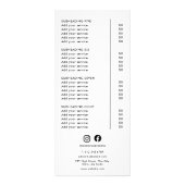 Preisliste für Minimalistische Logos Werbekarte (Hinten)