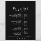 Preisliste für Minimalistische Schönheitssalons (Vorderseite)