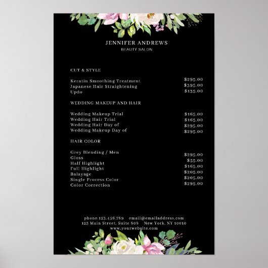 Preisliste für moderne Blume Poster (Vorne)
