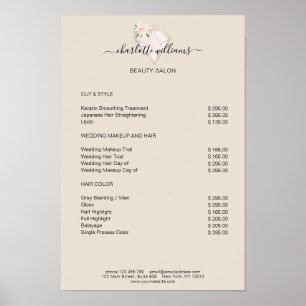Preisliste für moderne Diamanten-Blume Poster