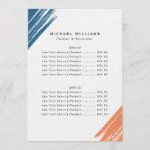 Preisliste für moderne Maler Menükarte