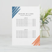 Preisliste für moderne Maler Menükarte