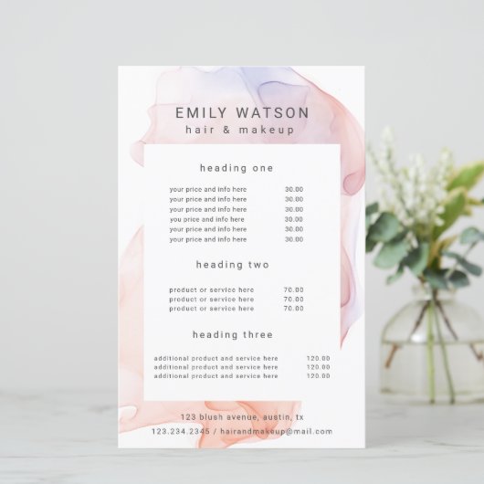 Preisliste für moderne Seide (Stehend Vorderseite)